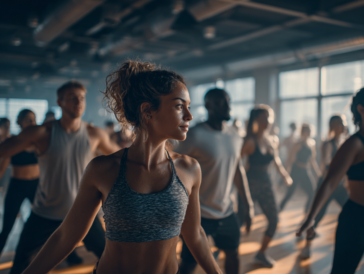 Група людей різного віку займається фітнесом